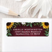 Bourgogne Rode Zonnebloem Groen Bruiloft Adres Etiket (Insitu)