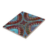 Bourgogne Rood Blauw Symmetrisch Geometrisch Petaa Tegeltje (Zijkant)