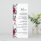 Bourgogne Rood blos roze bloemenbruiloft waterverf Menu (Staand voorkant)