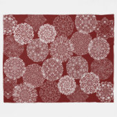 Bourgogne Rood Elegant Mandala Art Collage Wit Fleece Deken (Voorkant (Horizontaal))