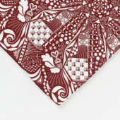 Bourgogne Rood Elegant Mandala Art Collage Wit Fleece Deken (Hoek)