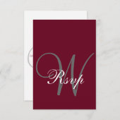 Bourgogne Rood Elegant Monogram Formeel RSVP Kaartje (Voorkant / Achterkant)