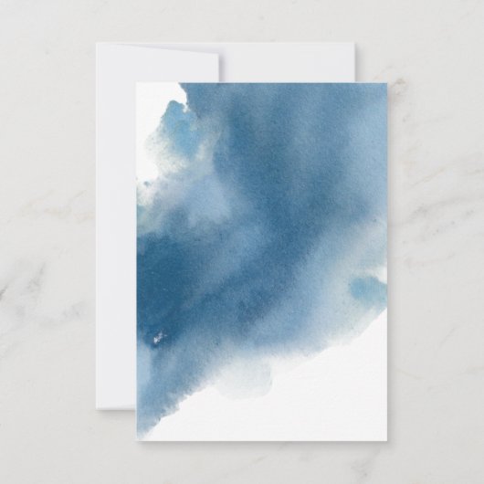 Bourgogne Rood en Blauw Bloemen en Waterverf RSVP Kaartje (Achterkant)