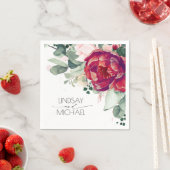 Bourgogne Rood en Blush Bloemen Elegant Servet (Insitu)