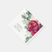 Bourgogne Rood en Blush Bloemen Elegant Servet (Hoek)