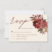 Bourgogne rood en blush roze herfst bruiloft RSVP kaartje (Voorkant)
