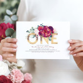 Bourgogne Rood en Goud Bloemen 1e Verjaardag Kaart