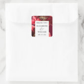 Bourgogne Rood en Goud Bloemen Dank u wel Vierkante Sticker (Tas)
