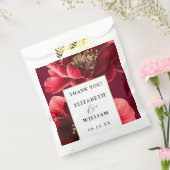Bourgogne rood en goud bloemenbruiloft bedankt bedankzakje (Gezegeld)