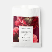 Bourgogne rood en goud bloemenbruiloft bedankt bedankzakje (Voorkant)