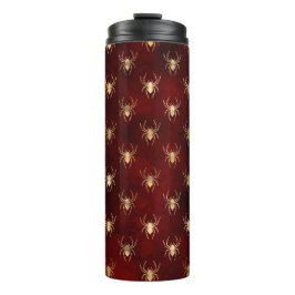 Bourgogne rood en goud Grunge spinpatroon Thermosbeker