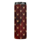 Bourgogne rood en goud Grunge spinpatroon Thermosbeker (Achterkant)