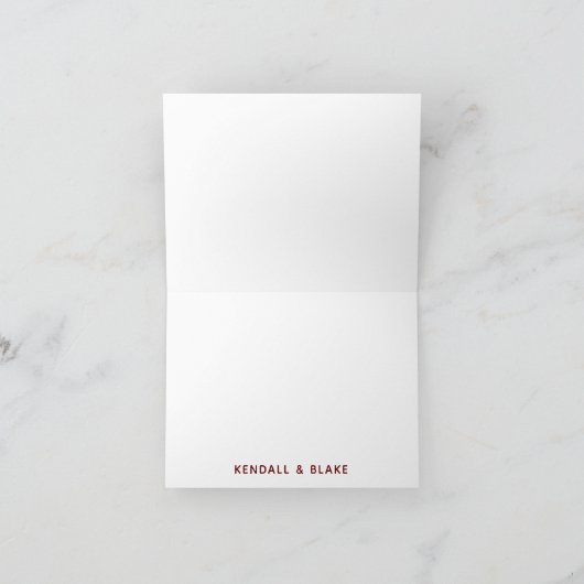 Bourgogne Rood en Goud Minimalist Dank u Kaart (Binnen)