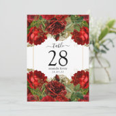 Bourgogne Rood en Goud Rozen Tafelnummer (Staand voorkant)