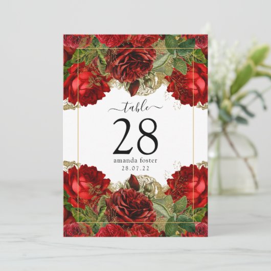 Bourgogne Rood en Goud  Rozen Tafelnummer (Staand voorkant)