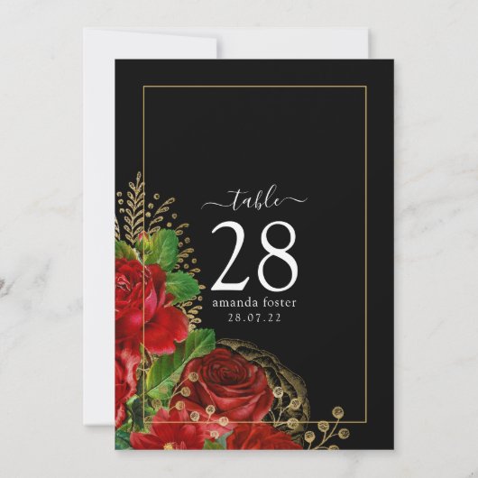 Bourgogne Rood en Goud  Rozen Tafelnummer (Achterkant)