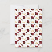 Bourgogne rood en goudbruin haar prinses RSVP kaartje (Achterkant)