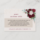 Bourgogne Rood en Ivoor Roos Aangepaste Details Informatiekaartje (Voorkant)