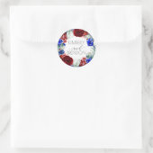 Bourgogne Rood en Navy Blauw Bloemenkrans Boho Chi Ronde Sticker (Tas)