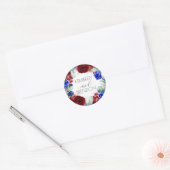 Bourgogne Rood en Navy Blauw Bloemenkrans Boho Chi Ronde Sticker (Envelop)