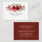 Bourgogne Rood en Roze Bloemen Visitekaartje (Voorkant / Achterkant)