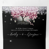 Bourgogne Rood en Roze Heart Blauwboom Weddenschap Drieluik Uitnodiging (Binnenzijde eerst)