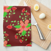 Bourgogne rood en roze theedoek (Quarter Fold)