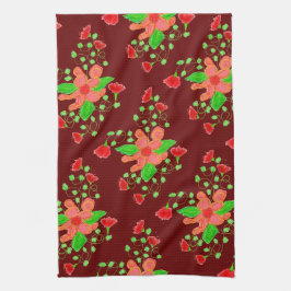 Bourgogne rood en roze theedoek