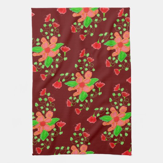 Bourgogne rood en roze theedoek (Verticaal)