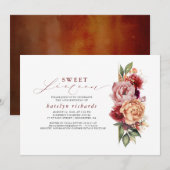 Bourgogne Rood en Sinaasappel Bloemen Chic Sweet S Kaart (Voorkant / Achterkant)