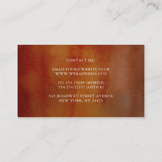 Bourgogne Rood en Sinaasappel Bloemen Elegant Bota Visitekaartje (Achterkant)