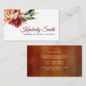 Bourgogne Rood en Sinaasappel Bloemen Elegant Bota Visitekaartje (Voorkant / Achterkant)