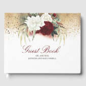Bourgogne Rood en Wit Bloemen Bruiloft Gastenboek (Voorkant)
