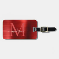 Bourgogne Rood Geborsteld Staal Metalen Script Mon