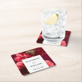 Bourgogne Rood Goud Bloemen Elegante Moderne Huwel Kartonnen Onderzetters (Insitu)