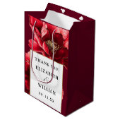 Bourgogne Rood Goud Bloemen Moderne bruiloft Dank  Medium Cadeauzakje (Voorkant Gekanteld)