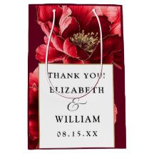 Bourgogne Rood Goud Bloemen Moderne bruiloft Dank 