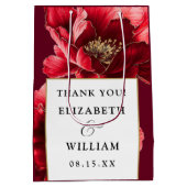 Bourgogne Rood Goud Bloemen Moderne bruiloft Dank  Medium Cadeauzakje (Achterkant)