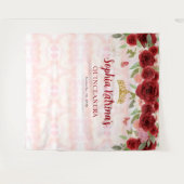 Bourgogne Rood Goud Bloemen Tiara Kroon Quinceañer Wandkleed (Voorkant (horizontaal))