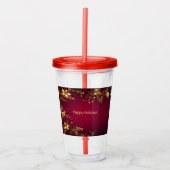 Bourgogne Rood Goud Bloemen Vakantie Acryl Tumbler Acryl Drinkbeker (Voorkant)