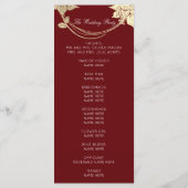 Bourgogne rood goud bloemenevenement bruiloft prog programmakaart (Achterkant)