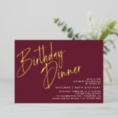Bourgogne Rood & Goud Elegant Maroon Verjaardagsdi Folie Uitnodiging (Staand Voorkant)