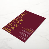 Bourgogne rood & goud | Gestroomlijnde moderne Mar Folie Uitnodiging (Gedraaid)