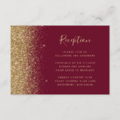 Bourgogne Rood Goud Glitter Edge Wedding Receptie Informatiekaartje (Voorkant)