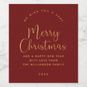 Bourgogne rood goud Kerstmis Wijn Label Wijn Etiket (Enkel label)