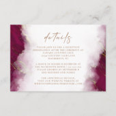 Bourgogne Rood Goud Marmeren bruiloft Details Informatiekaartje (Voorkant)