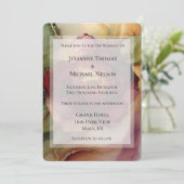 Bourgogne Rood Goud Roos Bloemen Huwelijk Kaart (Staand voorkant)