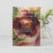 Bourgogne Rood Goud Roos Bloemen Verjaardag Kaart (Staand voorkant)