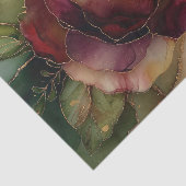 Bourgogne Rood Goud Roos Floral Vrijgezellenfeest Tissuepapier (Detail)