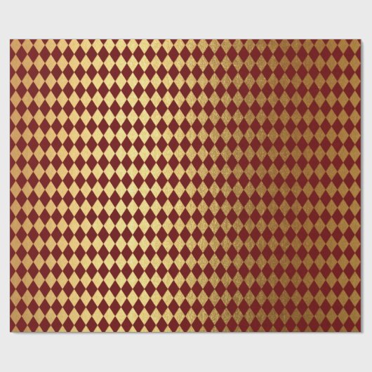 Bourgogne rood goud Royal Chessboard Diamond Cut Cadeaupapier (Vlak)